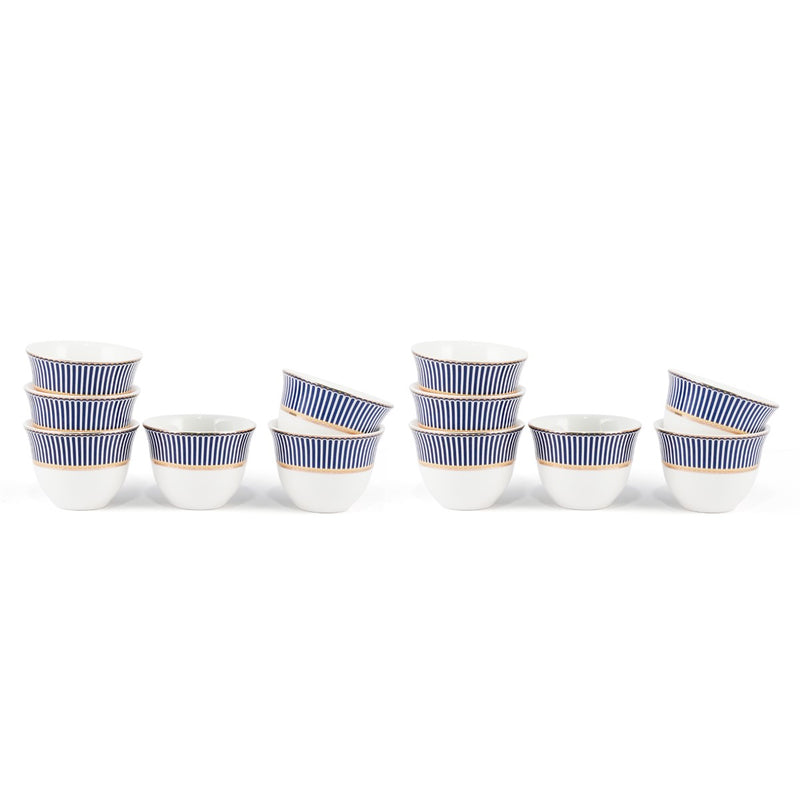 Porceletta Ivory 51 Piece Tea & Coffee Serving Set Blue Lines Designs - Al Makaan Store