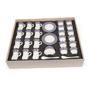 Porceletta Ivory 51 Piece Tea & Coffee Serving Set Blue Lines Designs - Al Makaan Store