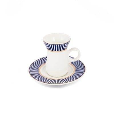 Porceletta Ivory 51 Piece Tea & Coffee Serving Set Blue Lines Designs - Al Makaan Store