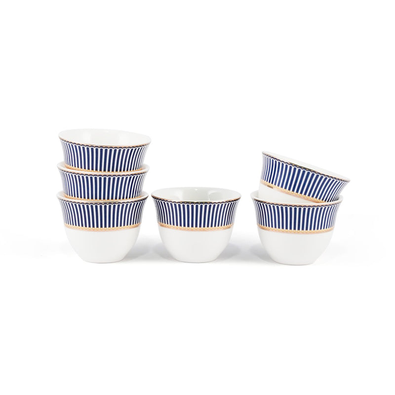 Porceletta Ivory 51 Piece Tea & Coffee Serving Set Blue Lines Designs - Al Makaan Store