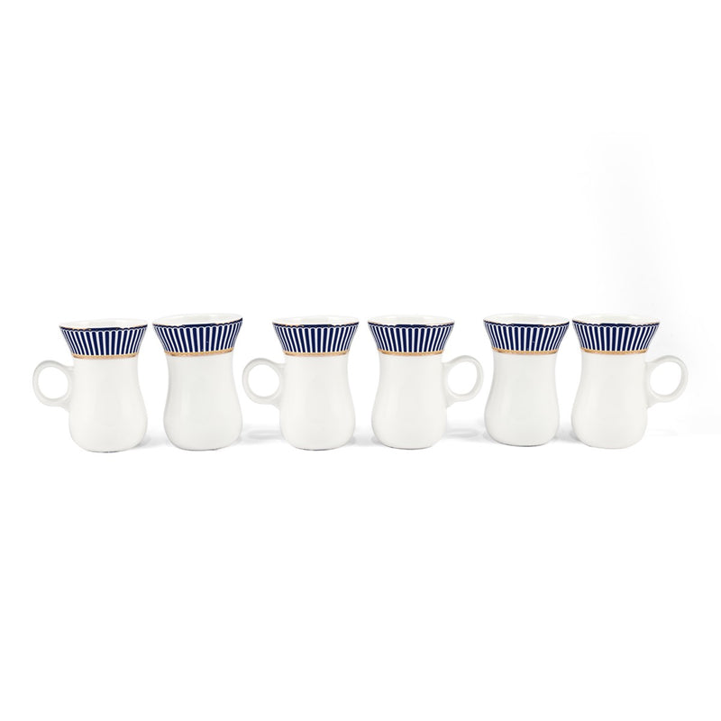 Porceletta Ivory 51 Piece Tea & Coffee Serving Set Blue Lines Designs - Al Makaan Store