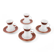 Porceletta Ivory 27 Piece Tea & Coffee Serving Set Burgundy  Design - Al Makaan Store