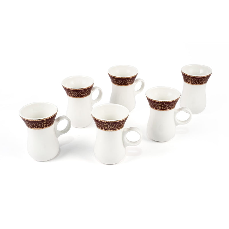 Porceletta Ivory 27 Piece Tea & Coffee Serving Set Burgundy  Design - Al Makaan Store