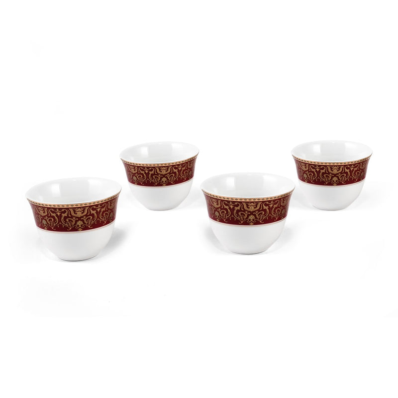 Porceletta Ivory 27 Piece Tea & Coffee Serving Set Burgundy  Design - Al Makaan Store