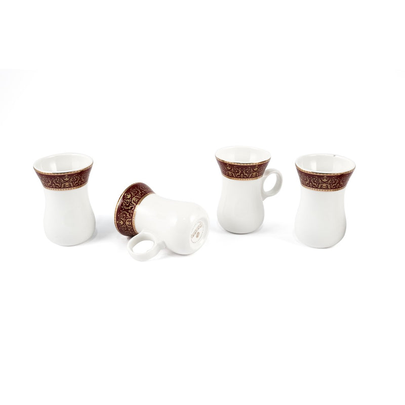 Porceletta Ivory 27 Piece Tea & Coffee Serving Set Burgundy  Design - Al Makaan Store