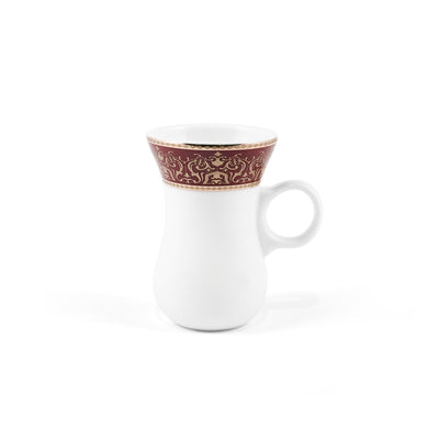 Porceletta Ivory 27 Piece Tea & Coffee Serving Set Burgundy  Design - Al Makaan Store