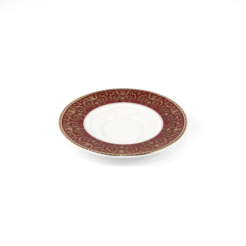 Porceletta Ivory 27 Piece Tea & Coffee Serving Set Burgundy  Design - Al Makaan Store