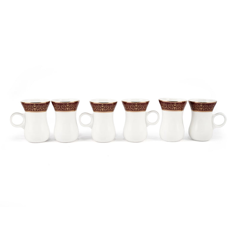 Porceletta Ivory 27 Piece Tea & Coffee Serving Set Burgundy  Design - Al Makaan Store