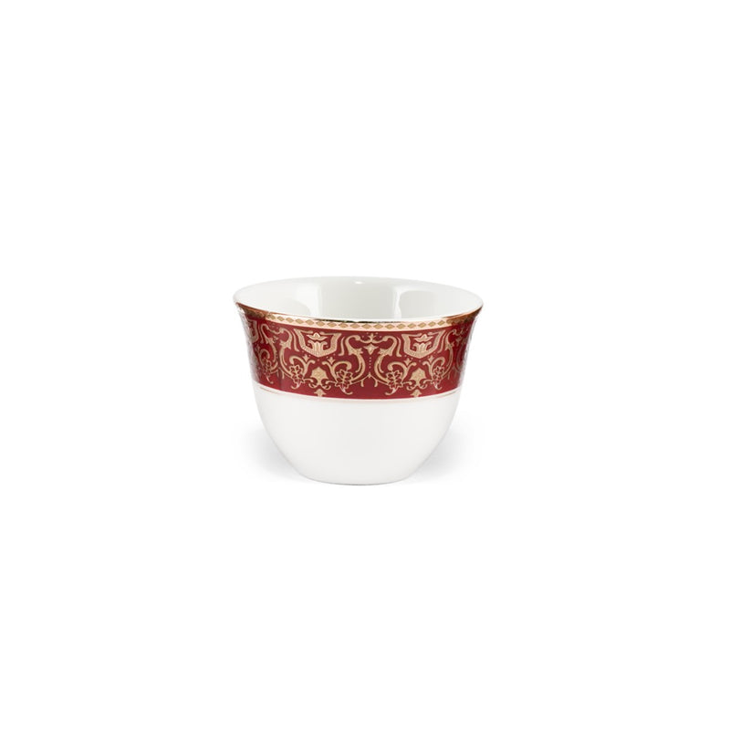 Porceletta Ivory 51 Piece Tea & Coffee Serving Set Burgundy  Design - Al Makaan Store