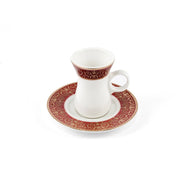 Porceletta Ivory 51 Piece Tea & Coffee Serving Set Burgundy  Design - Al Makaan Store