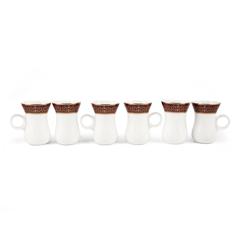 Porceletta Ivory 51 Piece Tea & Coffee Serving Set Burgundy  Design - Al Makaan Store