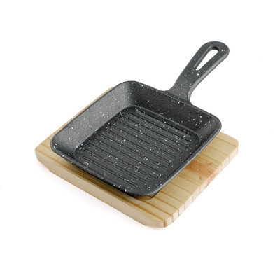 Vague Square Sizzling Pan with Base - Al Makaan Store