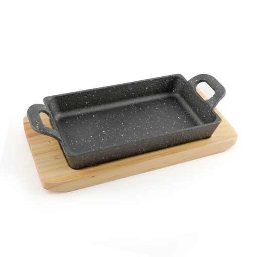 Vague Rectangular Flat Sizzling with Base - Al Makaan Store