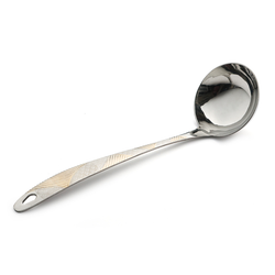 Vague Stainless Steel Soup Ladle 25 cm Lined Golden & Silver Design - Al Makaan Store