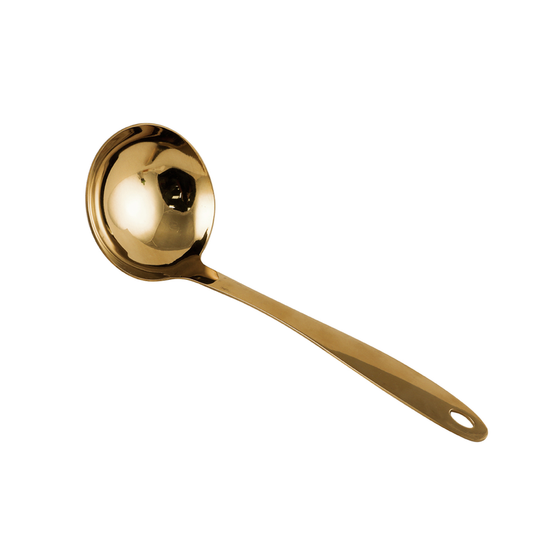 Vague Stainless Steel Golden Soup Ladle 24 cm - Al Makaan Store