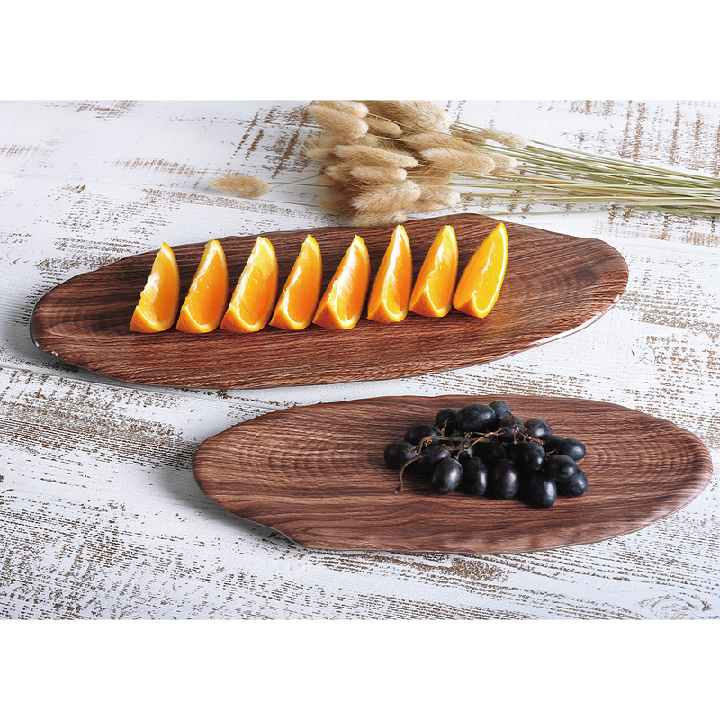 Vague Melamine Wooden Grain Plate - Al Makaan Store