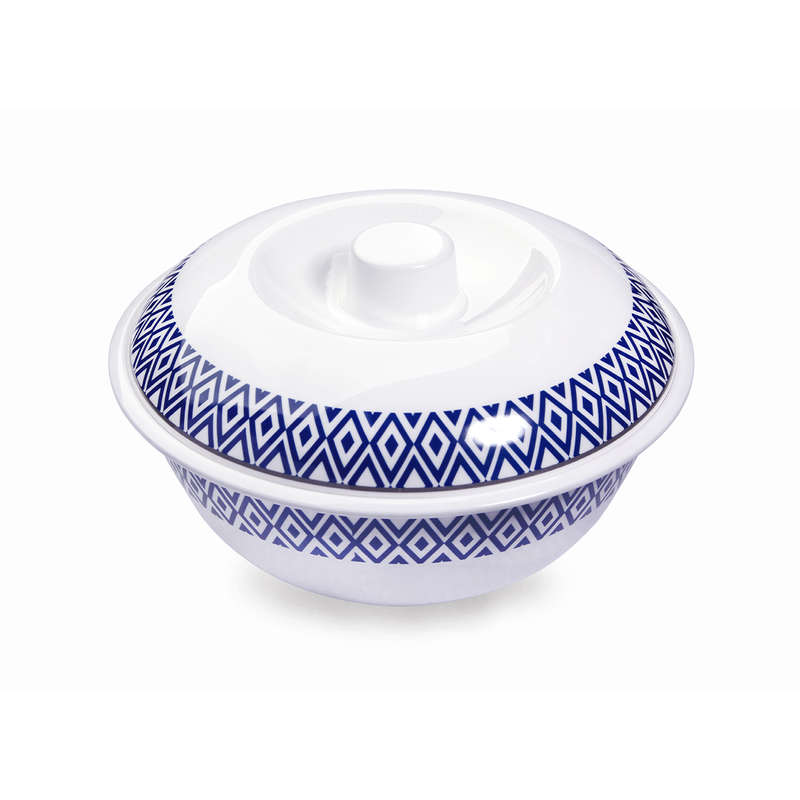 Vague Melamine Soup Bowl with Lid 10" Blue Line - Al Makaan Store
