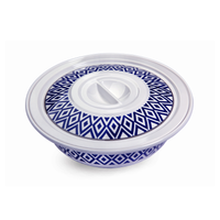 Vague Melamine Soup Bowl with Lid 7.5" Blue Line - Al Makaan Store