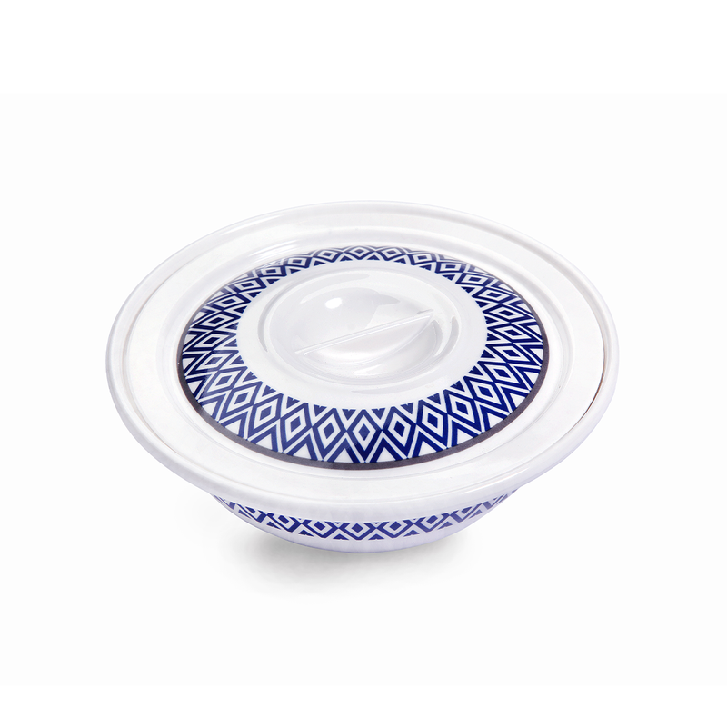 Vague Melamine Soup Bowl with Lid 5" Blue Line - Al Makaan Store