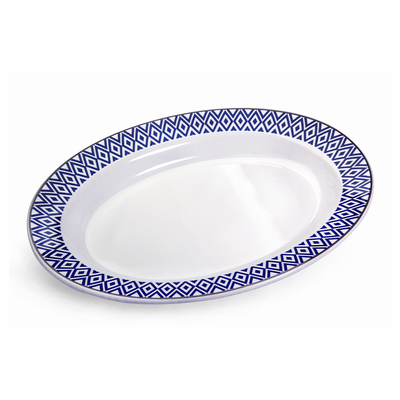 Vague Melamine Oval Plate Blue Line - Al Makaan Store