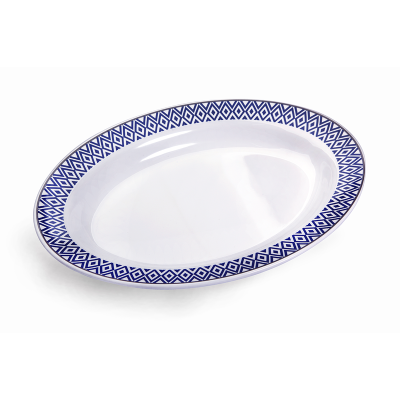 Vague Melamine Oval Plate Blue Line - Al Makaan Store