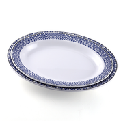 Vague Melamine Deep Oval Plate Blue Line - Al Makaan Store