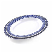 Vague Melamine Deep Oval Plate Blue Line - Al Makaan Store