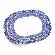 Vague Melamine Oval Plate Blue Line - Al Makaan Store