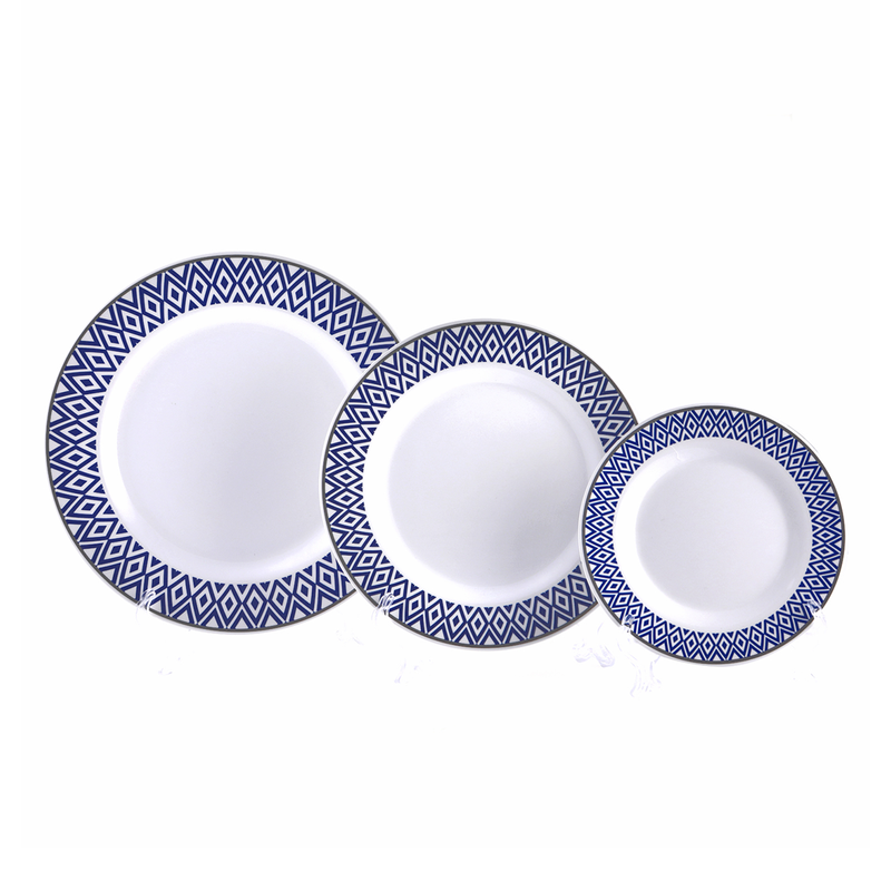Vague Melamine Round Plate Blue Line - Al Makaan Store