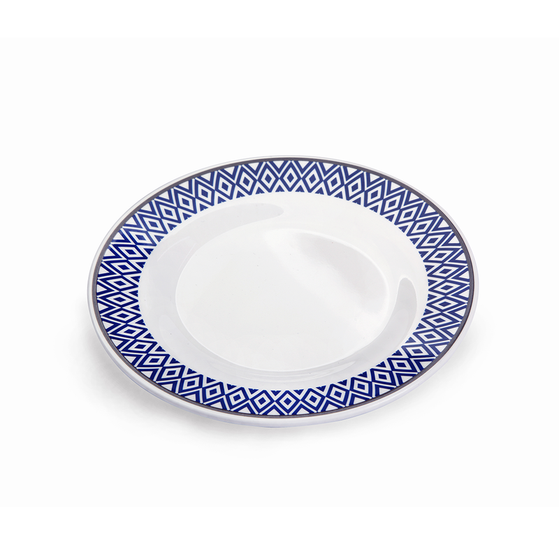Vague Melamine Round Plate Blue Line - Al Makaan Store
