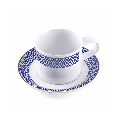 Vague Melamine Coffee Cup with Saucer Blue Line - Al Makaan Store