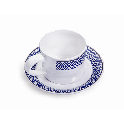 Vague Melamine Coffee Cup with Saucer Blue Line - Al Makaan Store