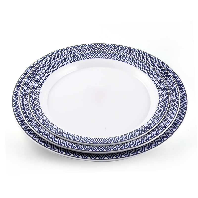 Vague Melamine Round Tray Blue Line - Al Makaan Store