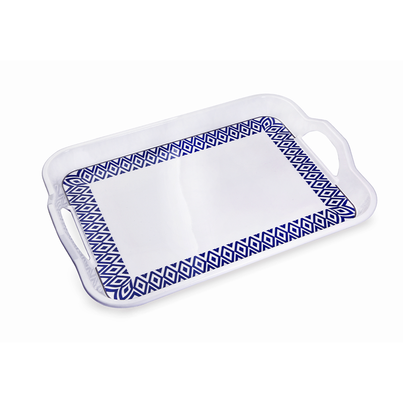 Vague Melamine Serving Tray Blue Line - Al Makaan Store