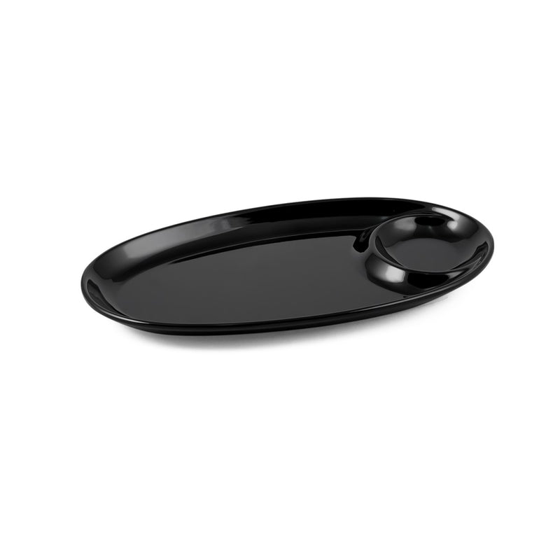 Vague Melamine Oval Platter with Sauce Hole - Al Makaan Store