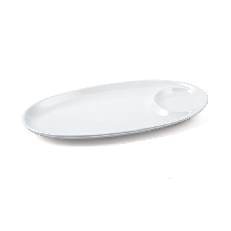 Vague Melamine Oval Platter with Sauce Hole - Al Makaan Store