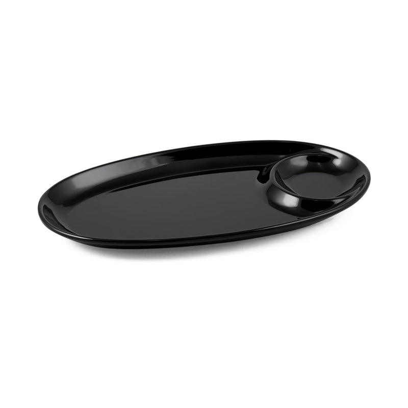 Vague Melamine Oval Platter with Sauce Hole - Al Makaan Store