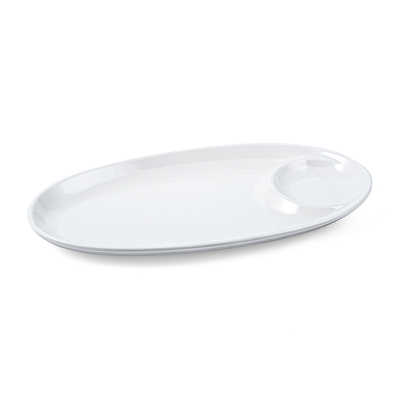 Vague Melamine Oval Platter with Sauce Hole - Al Makaan Store
