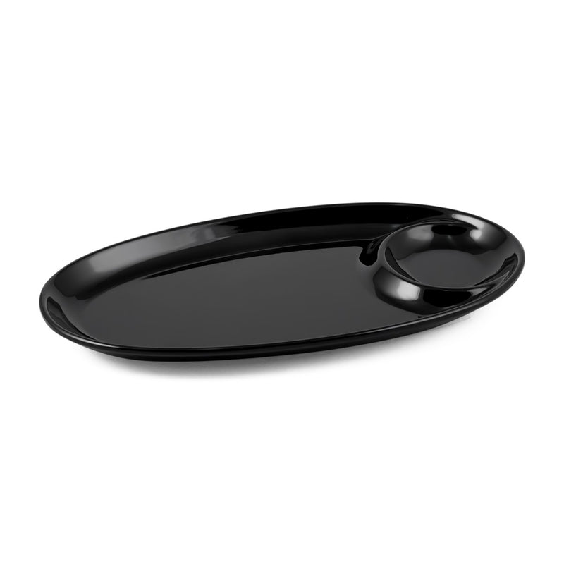 Vague Melamine Oval Platter with Sauce Hole - Al Makaan Store