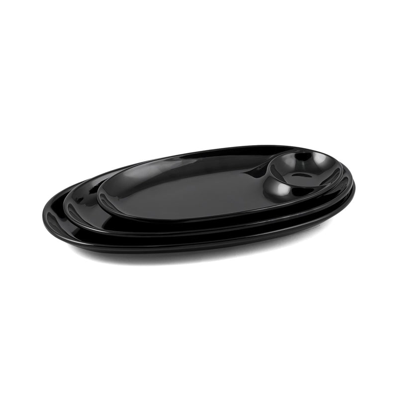 Vague Melamine Oval Platter with Sauce Hole - Al Makaan Store