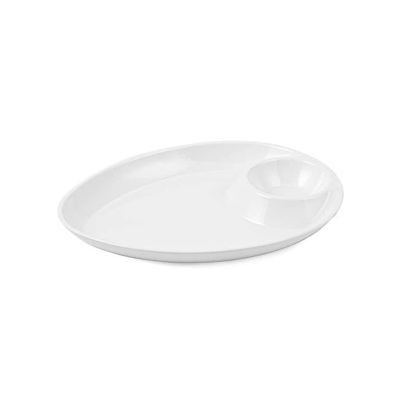 Vague Melamine Triangle Platter with Sauce Hole - Al Makaan Store