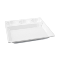 Vague Melamine Square Divided Platter with 3 Round Sauce Compartment 29 cm - Al Makaan Store