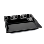Vague Melamine Square Divided Platter with 3 Round Sauce Compartment 29 cm - Al Makaan Store