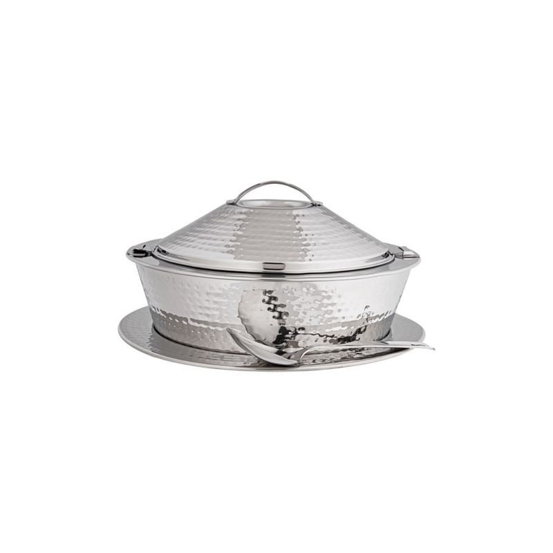 Round hammered stainless steel hot pot 