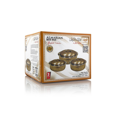 Al Marjan 3 Pieces Stainless Steel Hot Pot Yaghot Set - Al Makaan Store