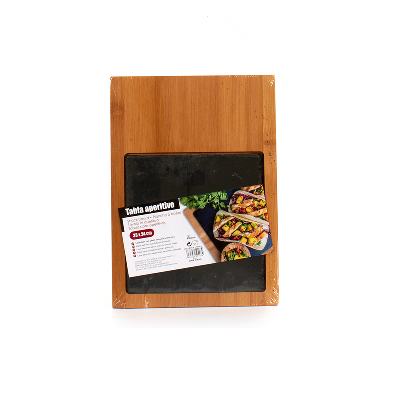 Arte Regal Wide Rectangular Bamboo Board with Slate - Al Makaan Store