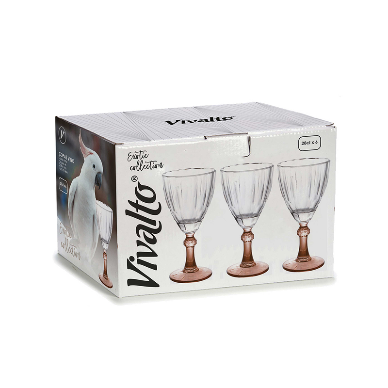 Vivalto 6 Piece Brown Wine Glass 275 ml Set - Al Makaan Store