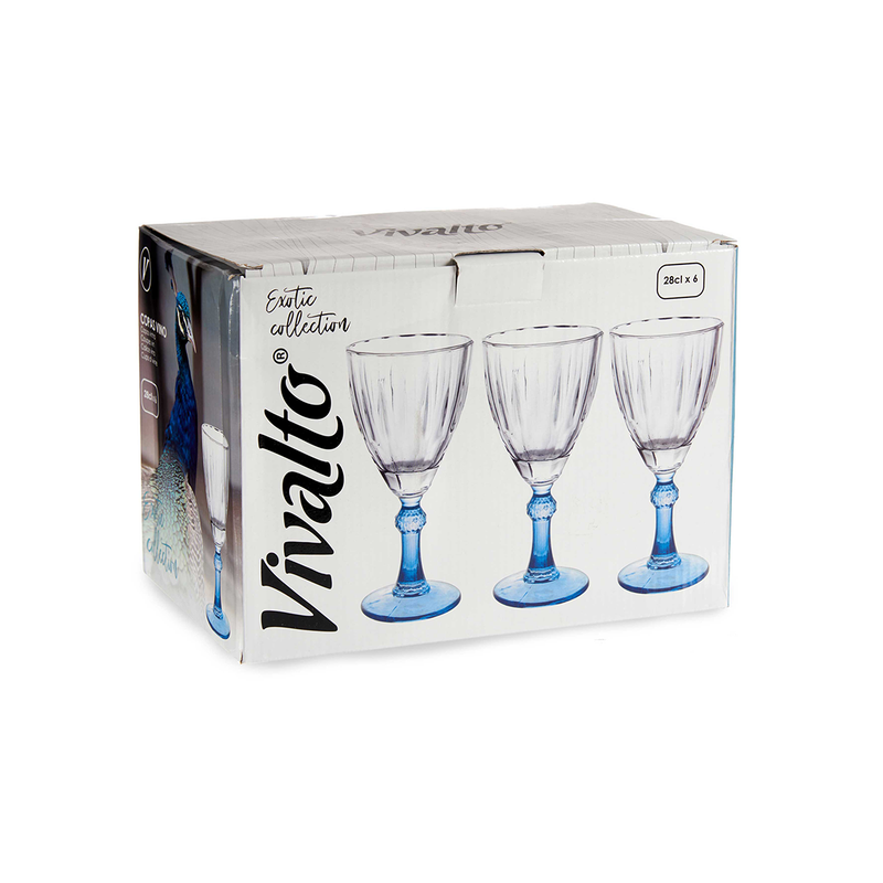 Vivalto 6 Piece Blue Wine Glass 275 ml Set - Al Makaan Store