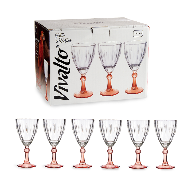 Vivalto 6 Piece Grapefruit Wine Glass 275 ml Set - Al Makaan Store