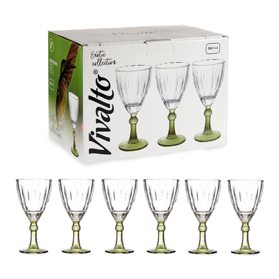 Vivalto 6 Piece Green Wine Glass 275 ml Set - Al Makaan Store
